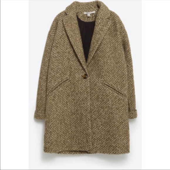 ** GET READY FOR FALL SALE !! ** Zara Structured Coat green brown tweed 1255/216 - Picture 2 of 10
